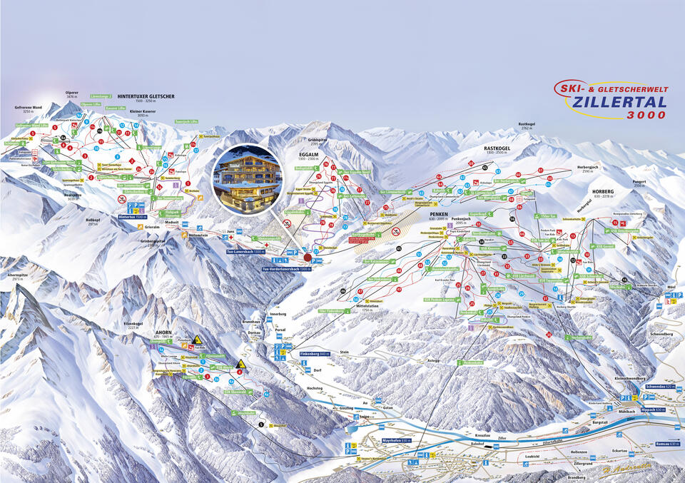 overview map ski resort Zillertal