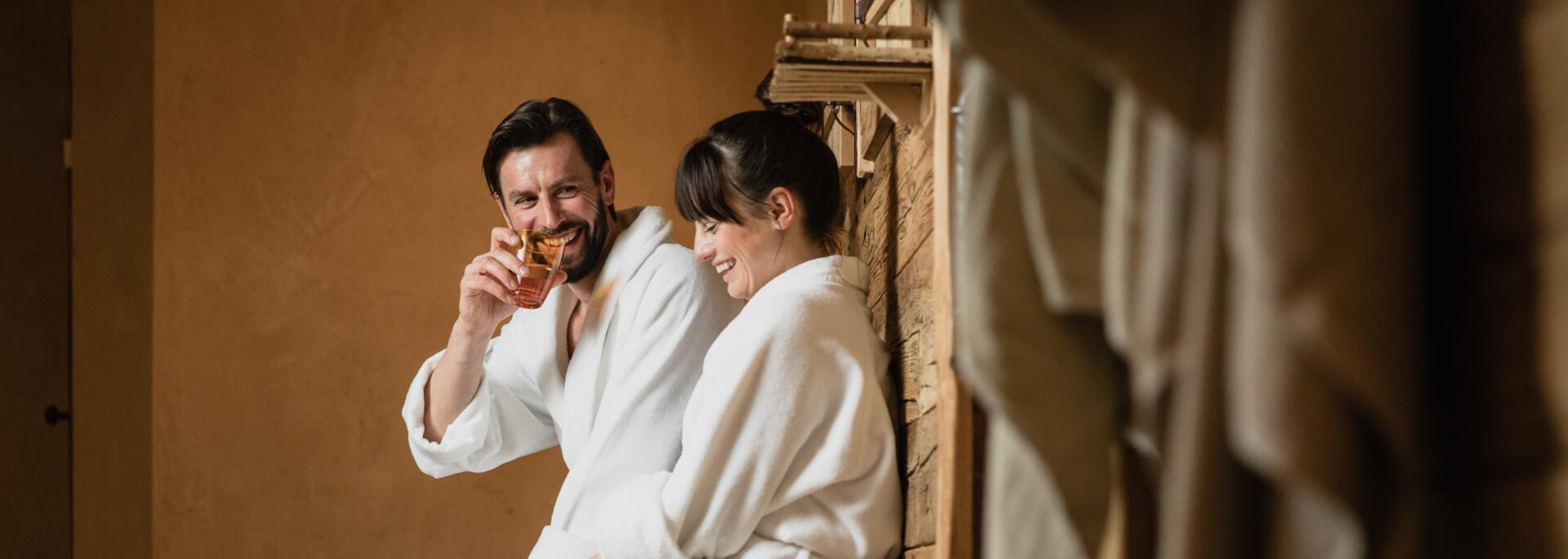 couple in bathrobes wellness hotel Tyrol